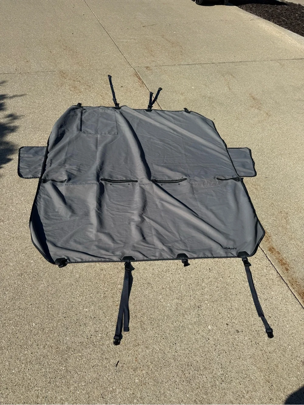 Ruffwear Light Gray Car Seat Cover with Black Logo and Dark Trim